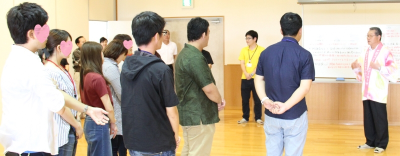 玉東町町長の激励の様子